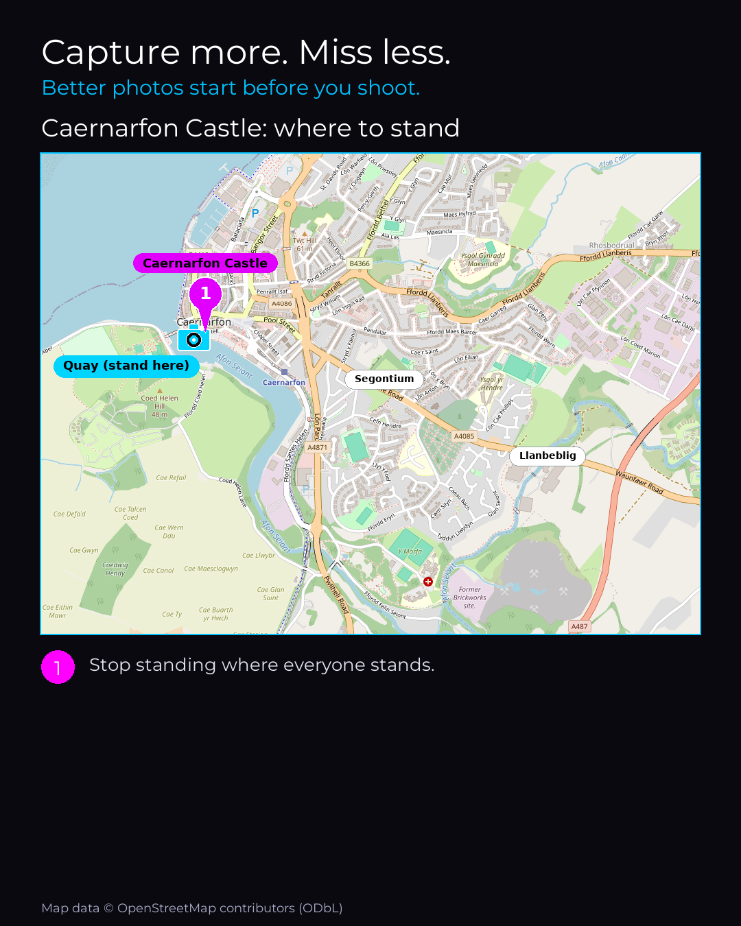 Shot map of Caernarfon Castle