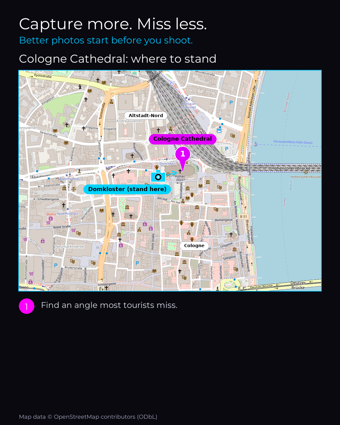 Shot map of Cologne Cathedral