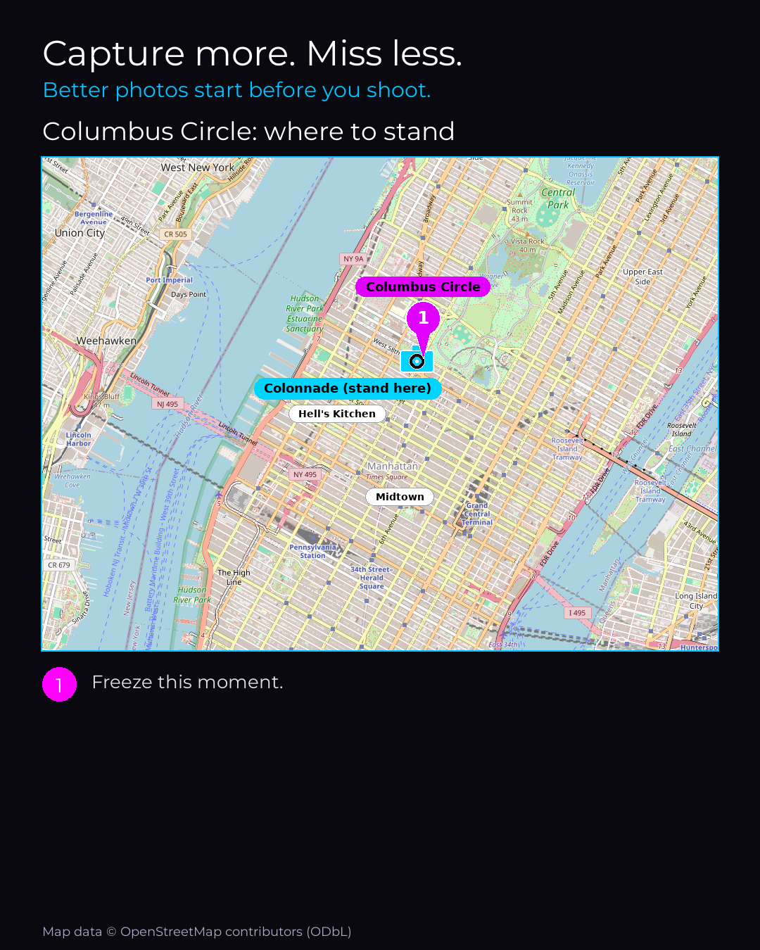 Shot map of Columbus Circle
