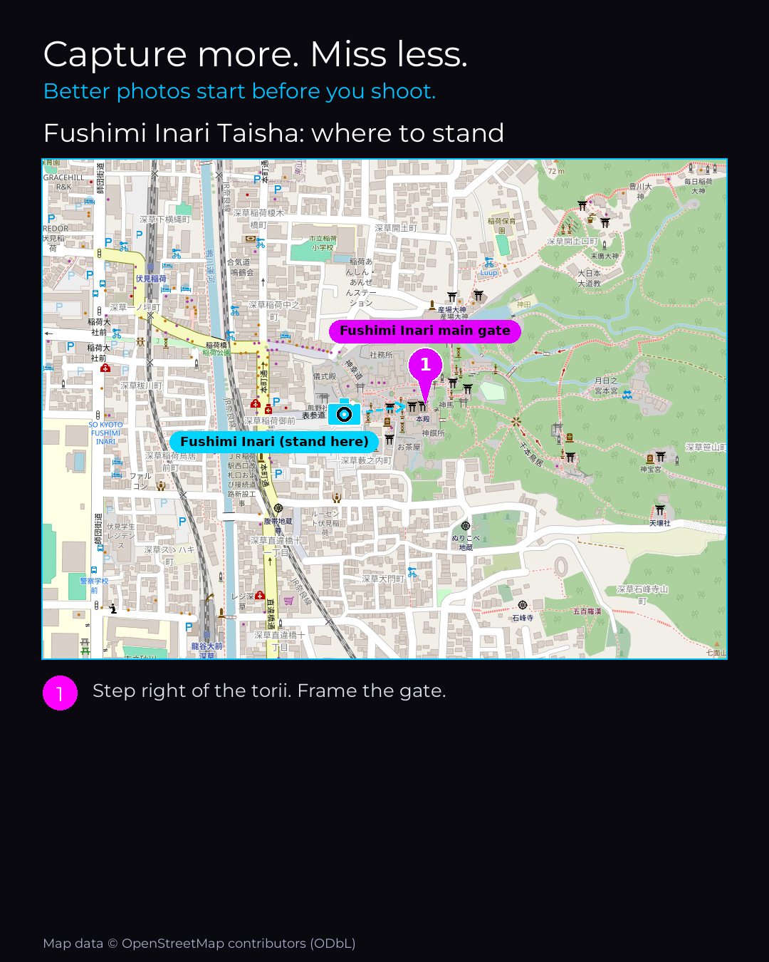 Shot map of Fushimi Inari Taisha