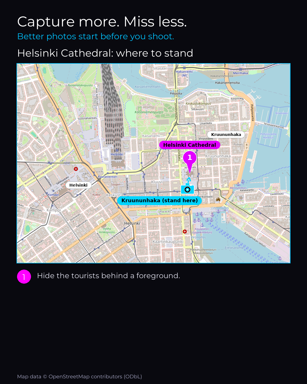 Shot map of Helsinki Cathedral