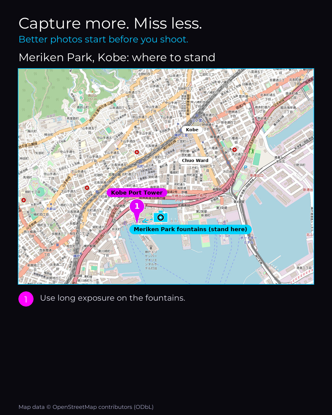 Shot map of Meriken Park, Kobe