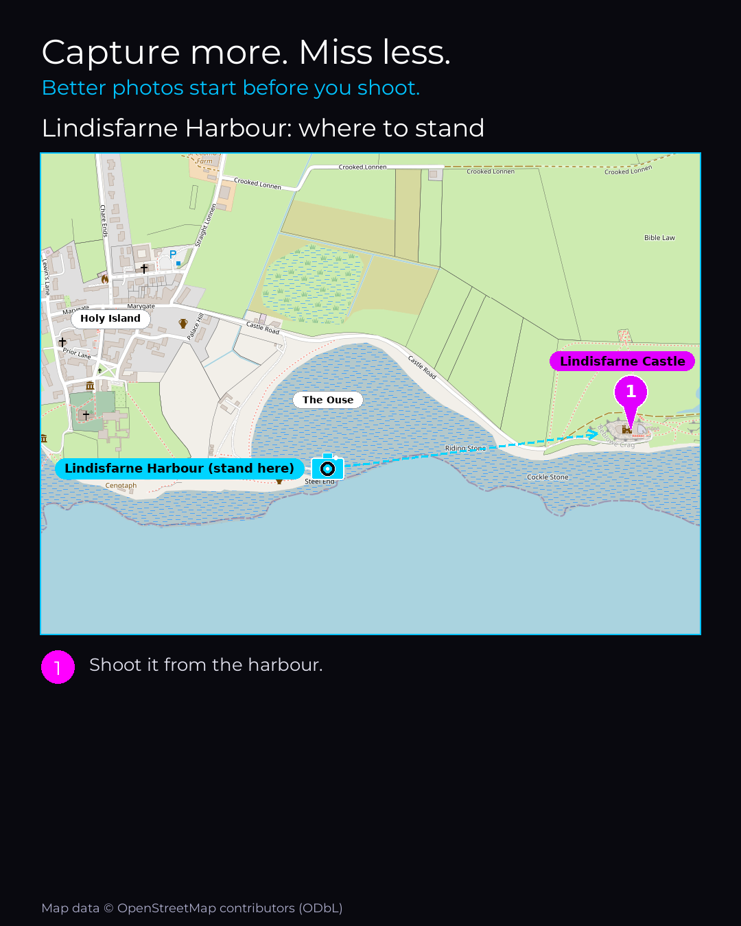 Shot map of Lindisfarne Harbour