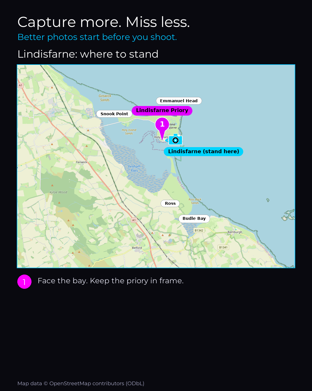 Shot map of Lindisfarne