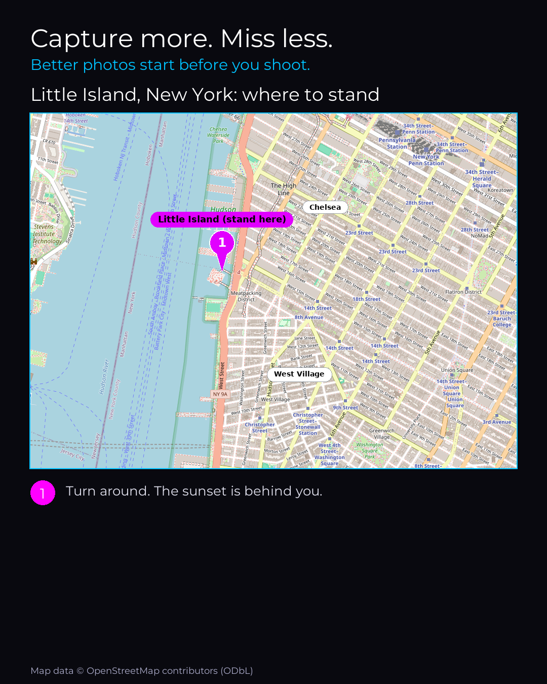 Shot map of Little Island, New York
