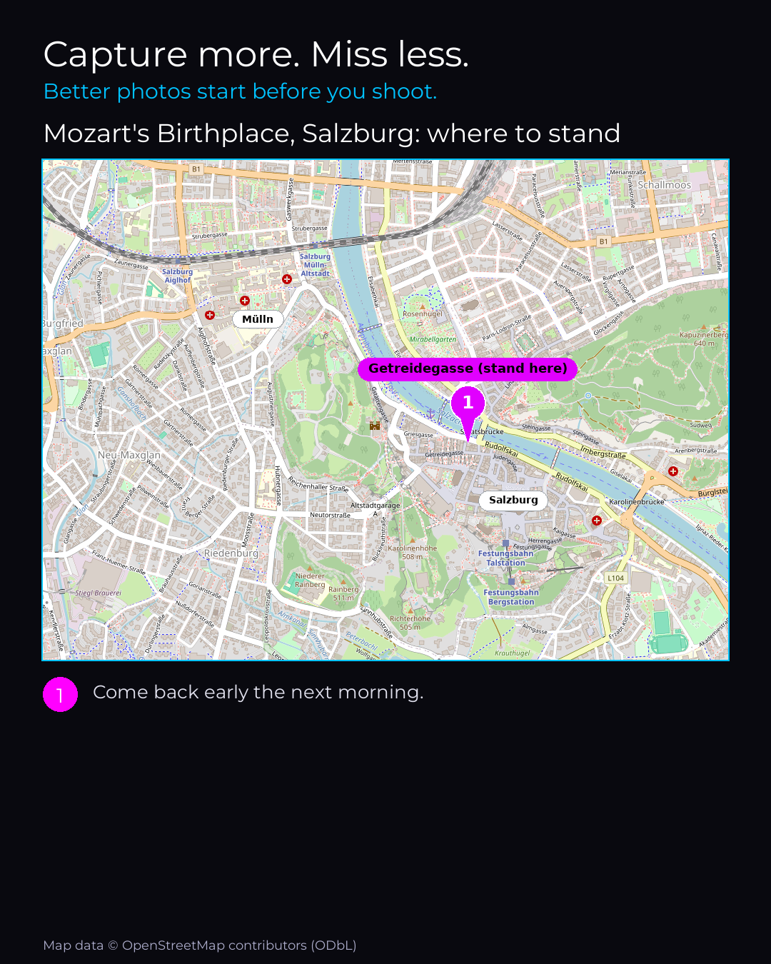 Shot map of Mozart's Birthplace, Salzburg