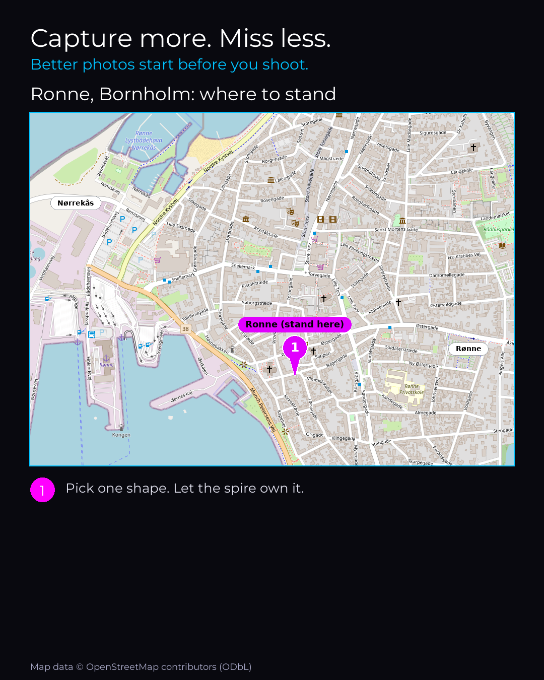 Shot map of Ronne, Bornholm