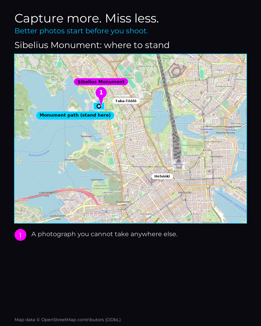 Shot map of Sibelius Monument