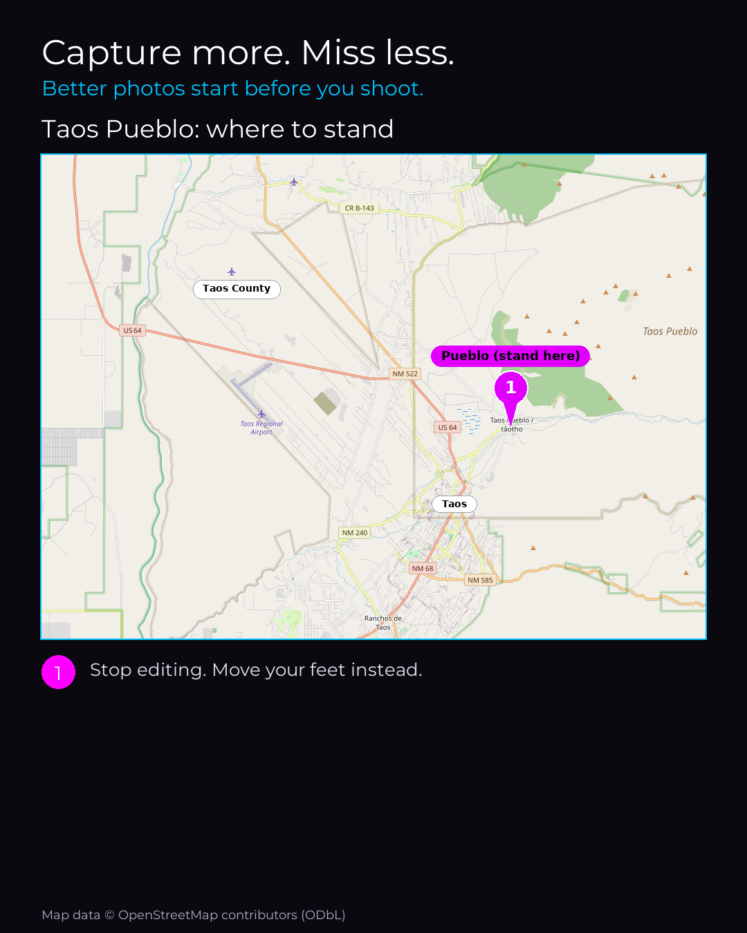 Shot map of Taos Pueblo
